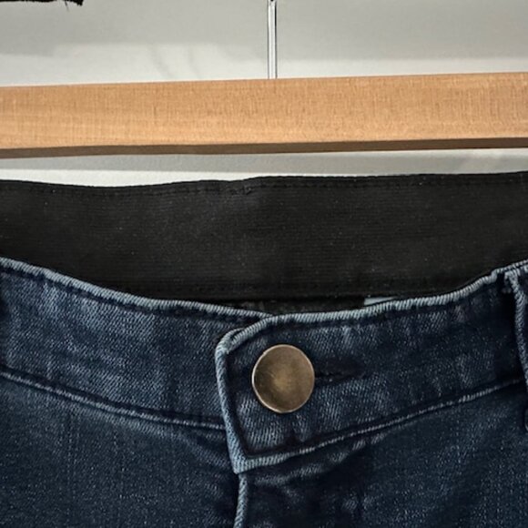 Wide Leg Elastic Waist Banded Terry Clothed Line Jeans - Picture 3 of 4